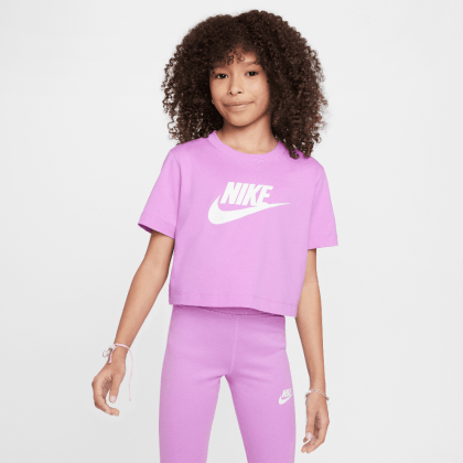 Детска тениска Nike G NSW TEE CROP FUTURA HBR